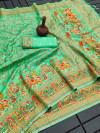 Light green color soft pashmina silk saree with woven design