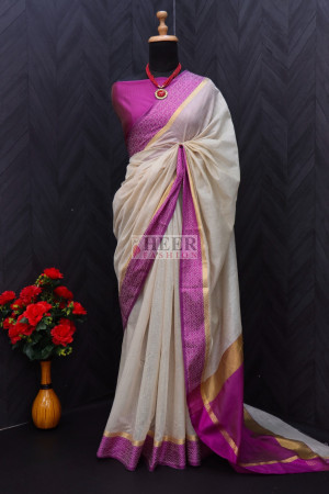 Pure Turquoise Blue Color Soft Cotton Saree With Geometric Print & Chevron Design  Border and Self Blouse main image 0