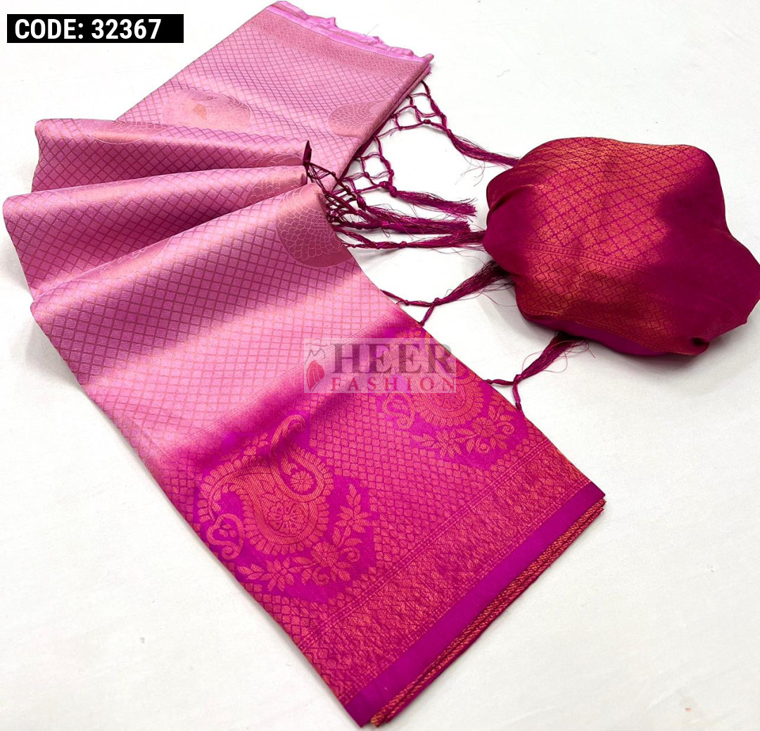 Light Pink Tissue Shimmer Zari Weaving Work Tissue Saree main image 0