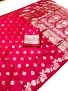 Rani pink banarasi silk saree with zari weaving work