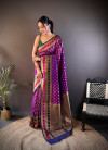 Purple banarasi silk saree with zari weaving work