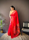 Pink rich paithani silk saree with zari weaving work