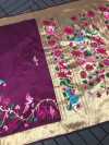 Magenta paithani silk saree with zari weaving work