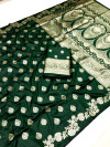 Dark green banarasi silk saree with zari weaving work