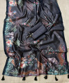 Brown kalamkari printed premium tussar silk saree