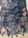 Black kalamkari printed premium tussar silk saree