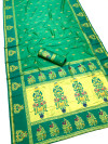 Rama green paithani silk saree with meenakari zari weaving work