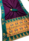 Wine paithani silk saree with zari weaving work