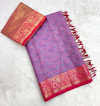 Lavender banarasi pashmina silk saree with zari weaving work