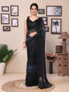 Ready to wear black georgette satin patta saree