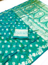Rama green banarasi silk saree with zari weaving work