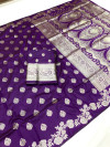 Purple banarasi silk saree with zari weaving work