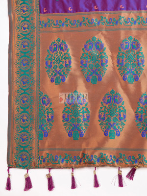 Traditional paithani silk purple jacquard saree